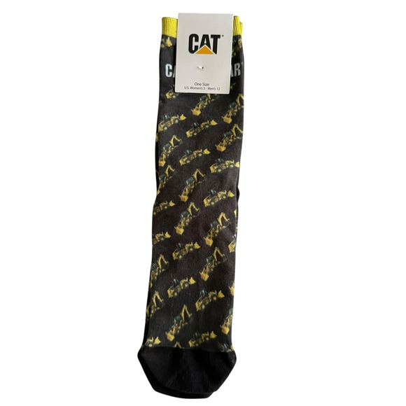 NWT CAT Caterpillar Construction Excavator Unixe Novelty Socks,‎ OS